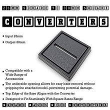 Load image into Gallery viewer, 25–30mm Square Base Adapters | Injection Moulded | No Rebasing Required | Fits Popular Fantasy Miniatures - ModelBricks
