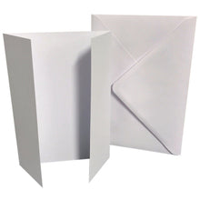 Load image into Gallery viewer, 25 x A5 White GateFold Card Blanks &amp; Envelopes - 300gsm - ModelBricks
