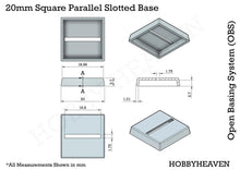 Load image into Gallery viewer, 20mm Square Parallel Slotted Plastic Bases - ModelBricks
