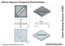 Load image into Gallery viewer, 30mm Square Diagonal Slotted Plastic Bases - ModelBricks
