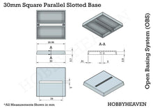 Load image into Gallery viewer, 30mm Square Parallel Slotted Plastic Bases - ModelBricks

