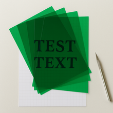 Load image into Gallery viewer, 5 x A4 Green Acetate Sheets – 200 Micron Thick Transparent Film for Crafts, Windows &amp; OHP - ModelBricks
