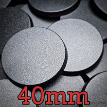 Load image into Gallery viewer, 40mm Round Bases | Plain Black Plastic Bases for Wargames| Miniature Wargaming Bases - ModelBricks

