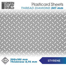 Load image into Gallery viewer, Green Stuff World: Textured Styrene Plasticard Sheet - Diamond Tread - ModelBricks
