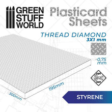 Load image into Gallery viewer, Green Stuff World: Textured Styrene Plasticard Sheet - Diamond Tread - ModelBricks
