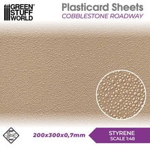 Load image into Gallery viewer, Green Stuff World: Textured Styrene Plasticard Sheet - Cobblestone Roadway - ModelBricks
