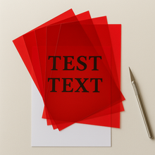 Load image into Gallery viewer, 5 x A4 Red Acetate Sheets – 200 Micron Thick Transparent Film for Crafts &amp; Church Window Cards - ModelBricks
