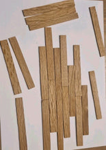 Load image into Gallery viewer, 20 1:12th Scale Real Oak Reclaimed Style Floorboards 10cm Long x 1.2cm wide x 0.3cm Thick - Unvarnished - ModelBricks
