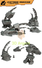 Load image into Gallery viewer, Scattered Wreckage Terrain Set – 2 sets | 28mm–32mm Sci-Fi Legion Miniature Scenery
