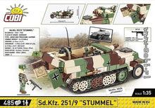 Load image into Gallery viewer, SD.KFZ.251/9 Stummel Half Track brick model - COBI 2283 - 485 bricks
