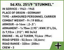 Load image into Gallery viewer, SD.KFZ.251/9 Stummel Half Track brick model - COBI 2283 - 485 bricks
