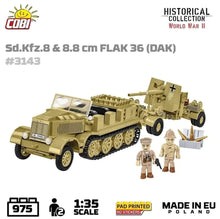 Load image into Gallery viewer, SD.Kfz.8 towing 8.8cm Flak 36 brick model - COBI 3143 - 975 bricks - ModelBricks

