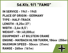 Load image into Gallery viewer, SD.KFZ.9/1 Famo Half-Track brick model - COBI 2281 - 498 bricks
