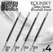 Load image into Gallery viewer, Green Stuff World: Kolinsky Sable Silver Series Paintbrush Set - 4pc - ModelBricks
