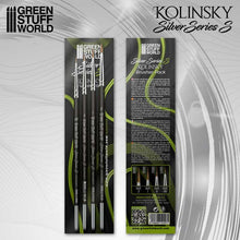 Load image into Gallery viewer, Green Stuff World: Kolinsky Sable Silver Series (S) Paintbrush Set - 4pc - ModelBricks
