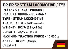 Load image into Gallery viewer, Steam Locomotive DRB Class 52/TY-2 train brick model - COBI 6283 - 1723 bricks

