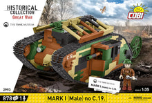 Load image into Gallery viewer, Tank Mark I (Male) no. c19 brick model - COBI 2993 - WWI 878 bricks
