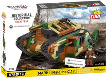 Load image into Gallery viewer, Tank Mark I (Male) no. c19 brick model - COBI 2993 - WWI 878 bricks
