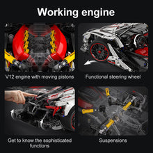 Load image into Gallery viewer, V12 Hyper Car RC brick model kit - CADA C61053W - 4449 bricks
