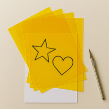Load image into Gallery viewer, 5 x A4 Yellow Acetate Sheets – 200 Micron Thick Transparent Film for Crafting &amp; Aperture Cards - ModelBricks
