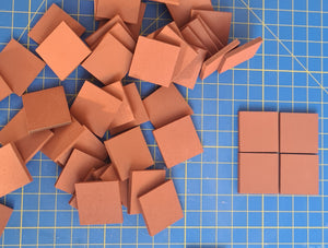 1:24th Scale Pack of 50 Terracotta Floor Tiles 2.5cm x 2.5cm x 0.3cm - ModelBricks